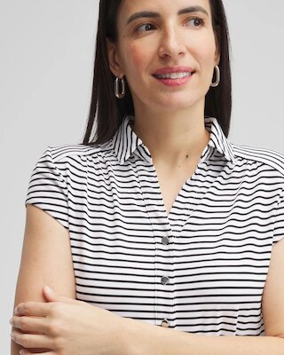 Zenergy® UPF Stripe Cap Sleeve Polo click to view larger image.