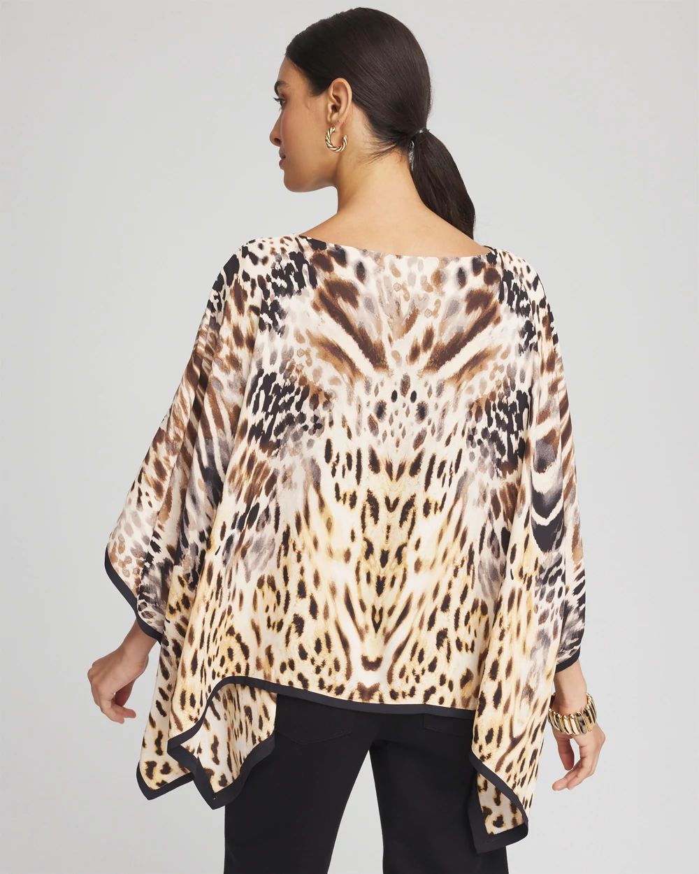 Crepe Animal Print Pullover Poncho