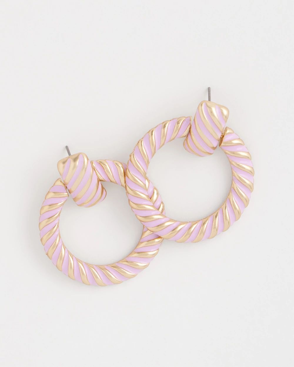 Pink Twist Drop Hoop Earrings click to view larger image.