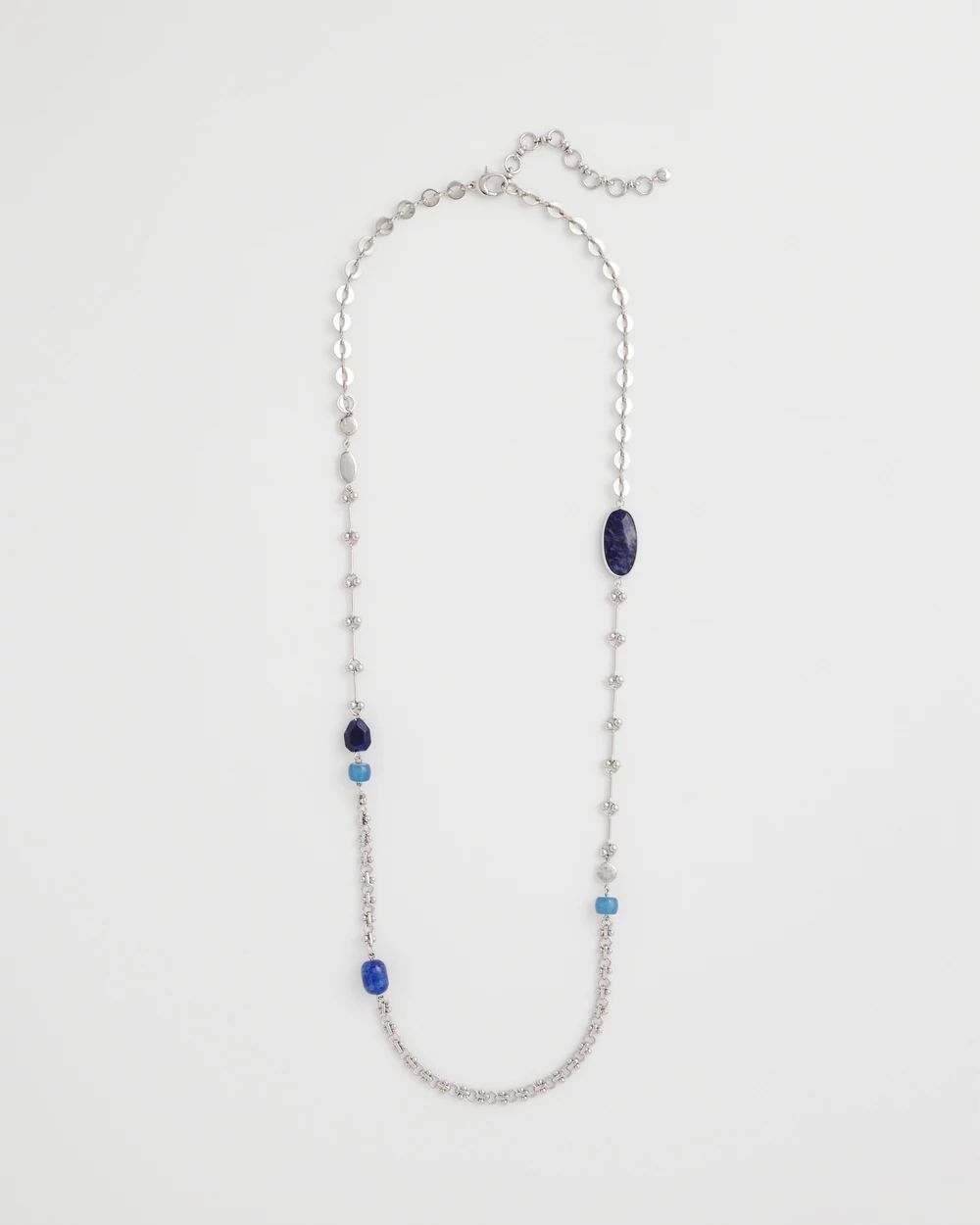 Blue Accent Long Single Strand Necklace