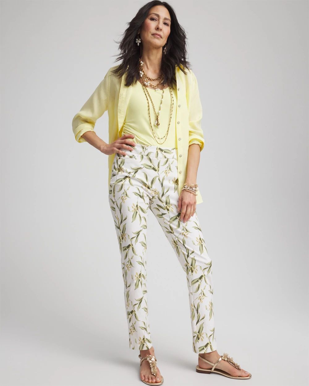 Petite Brigitte™ Slub Slim Ankle Pants