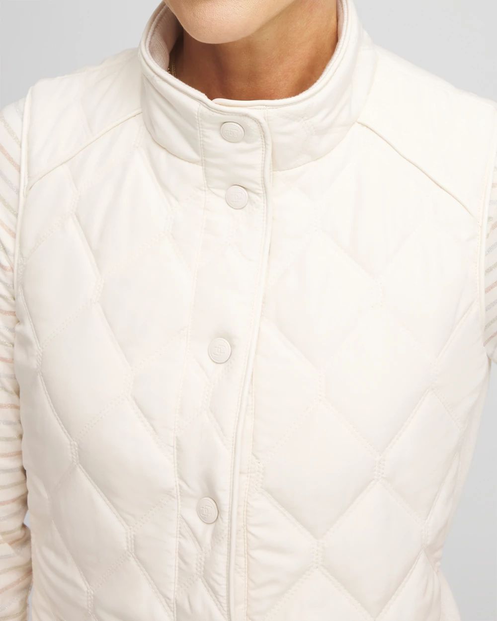 Rib Trim Quilted Vest click to view larger image.