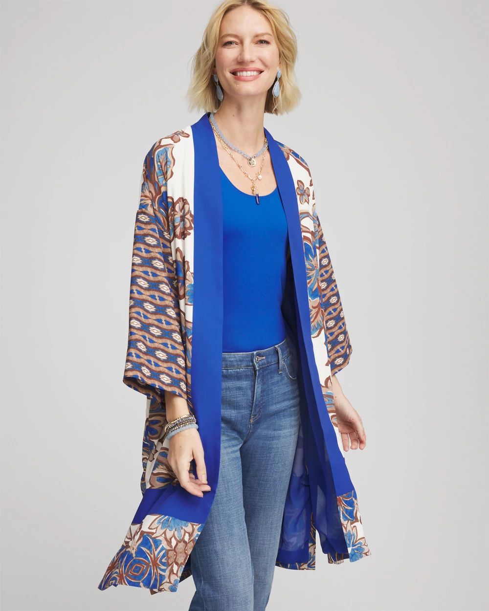 Crepe Long Printed Kimono