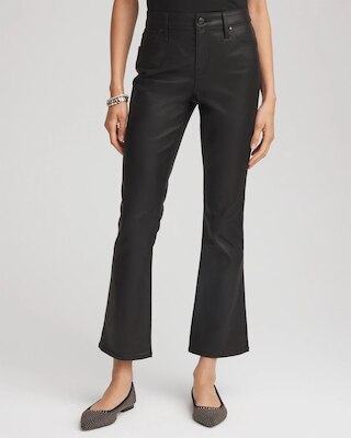 Coated Girlfriend Cropped Flared Jeans