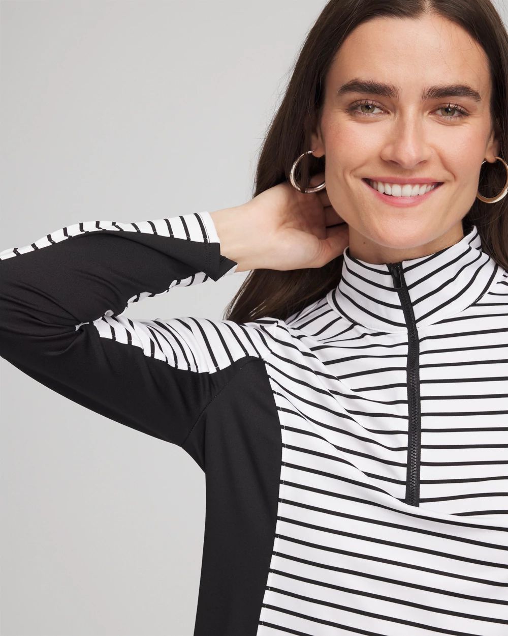 Zenergy® UPF Striped Block Half Zip click to view larger image.