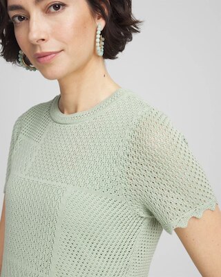 Pointelle Crewneck Sweater Tee click to view larger image.