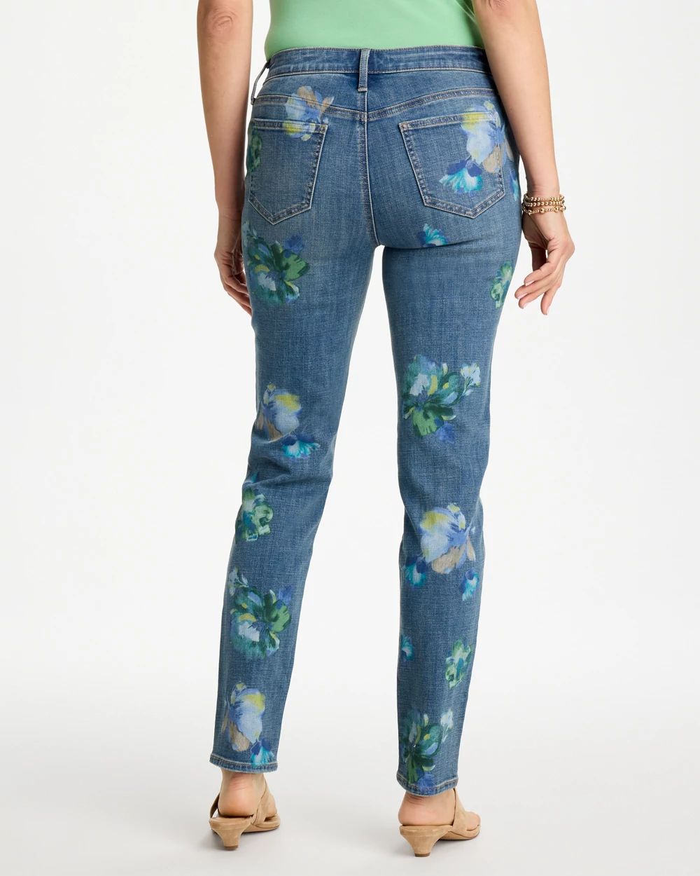 Girlfriend Slim Floral Ankle Jeans click to view larger image.