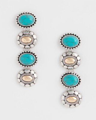 Turquoise Mixed Metal Linear Earrings