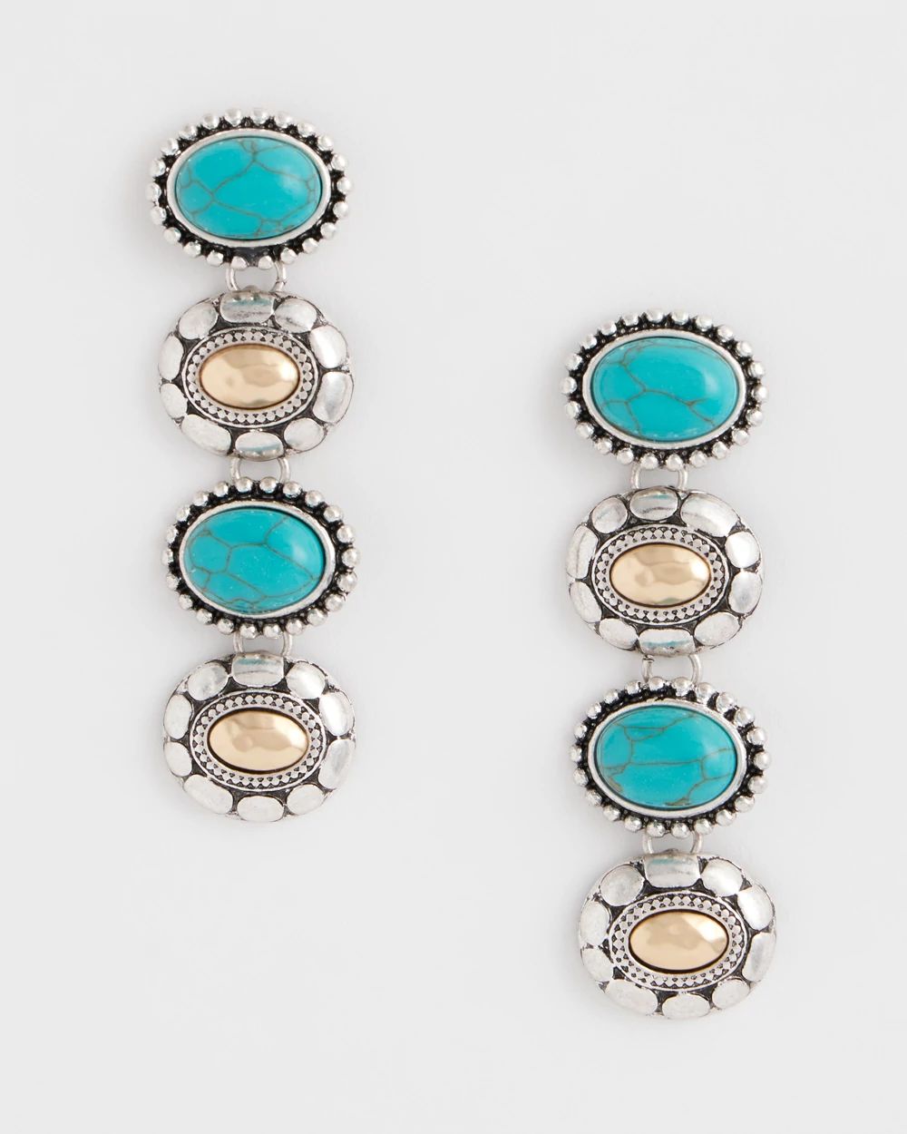 Turquoise Mixed Metal Linear Earrings