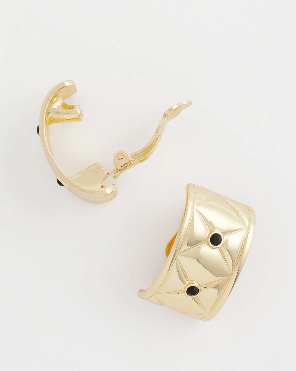 Black & Gold Quilted  Clip on Earrings click to view larger image.