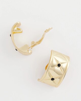 Black & Gold Quilted  Clip on Earrings click to view larger image.