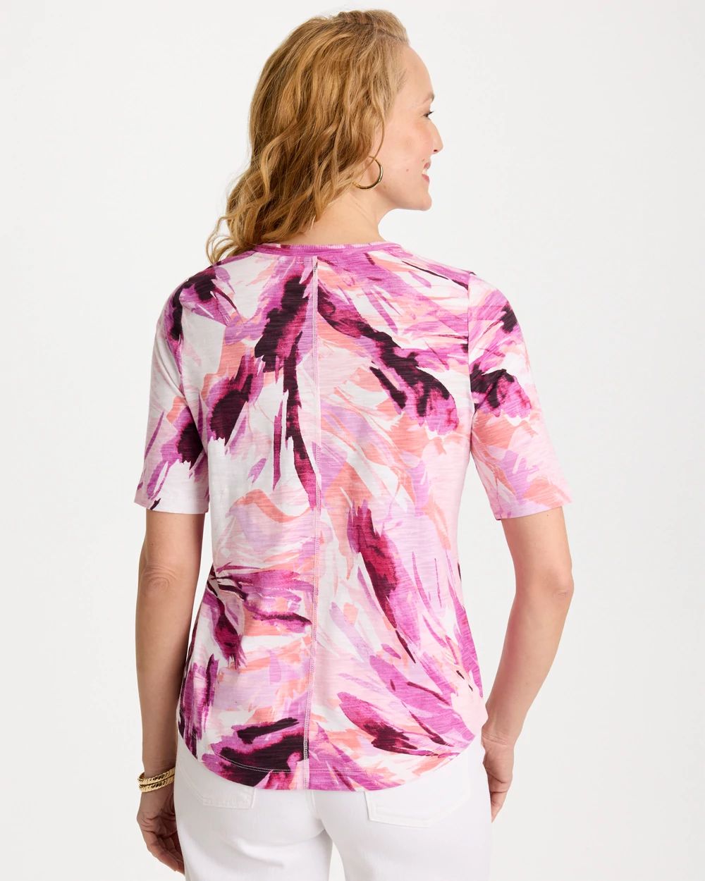 Printed Double V-Neck Slub Rib Tee click to view larger image.