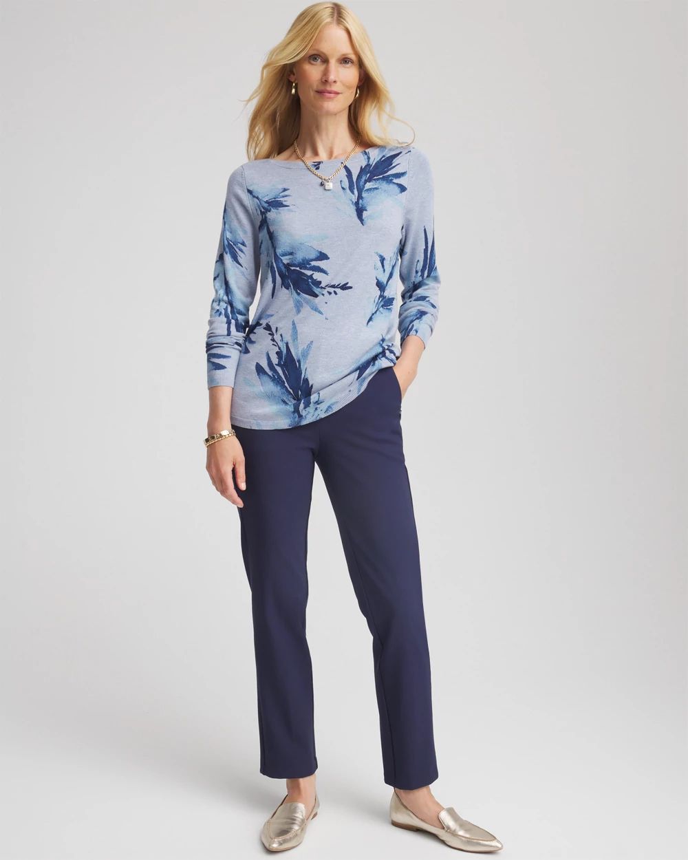 Ella Painterly Bateau Pullover Sweater click to view larger image.