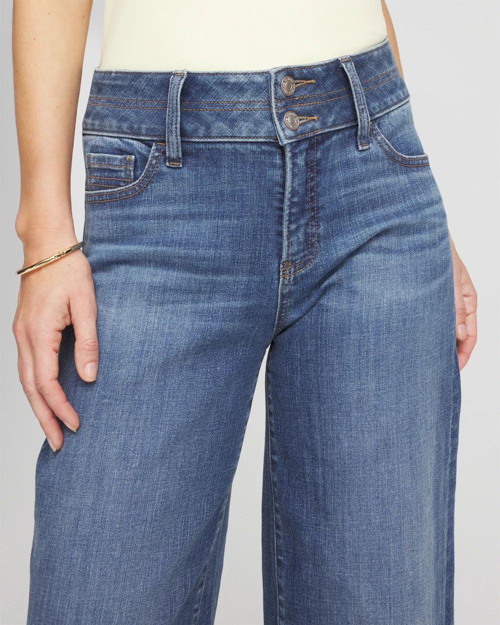 Double Stitch Wide-Leg Cropped Pants click to view larger image.