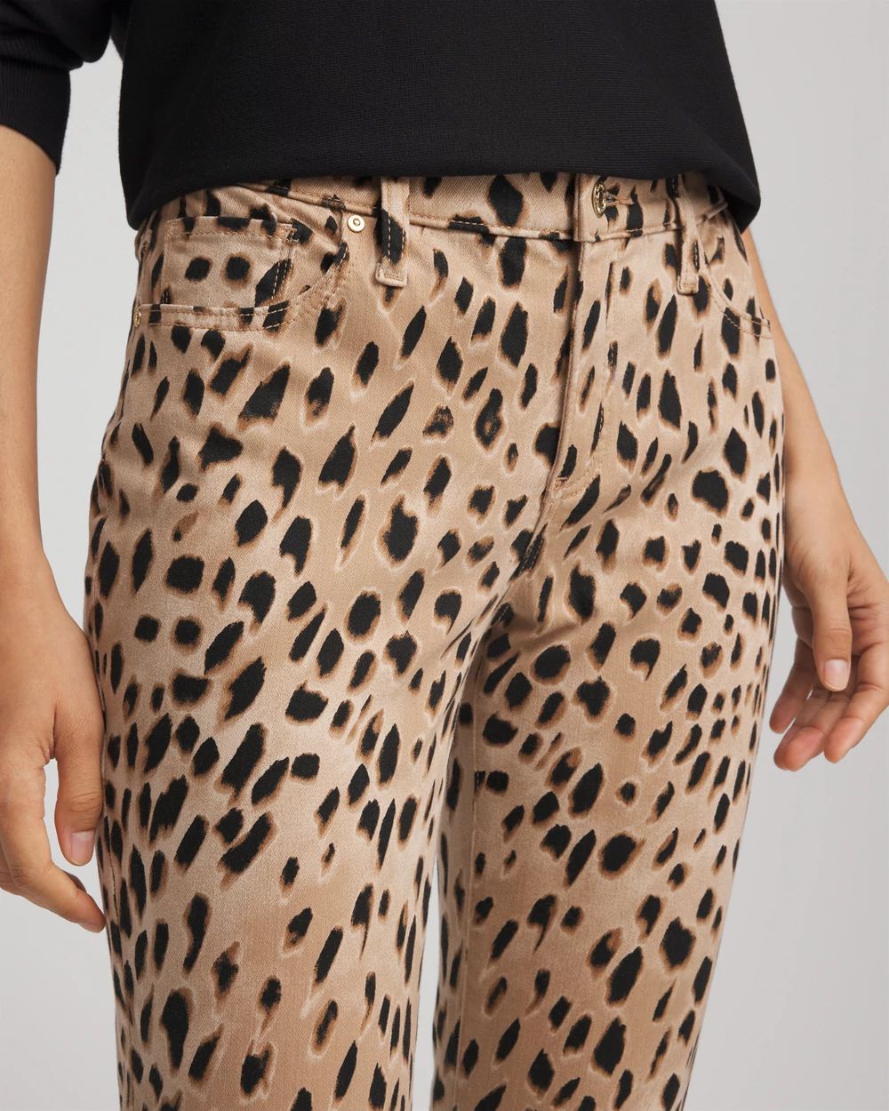 Leopard Girlfriend Slim Ankle Jeans click to view larger image.