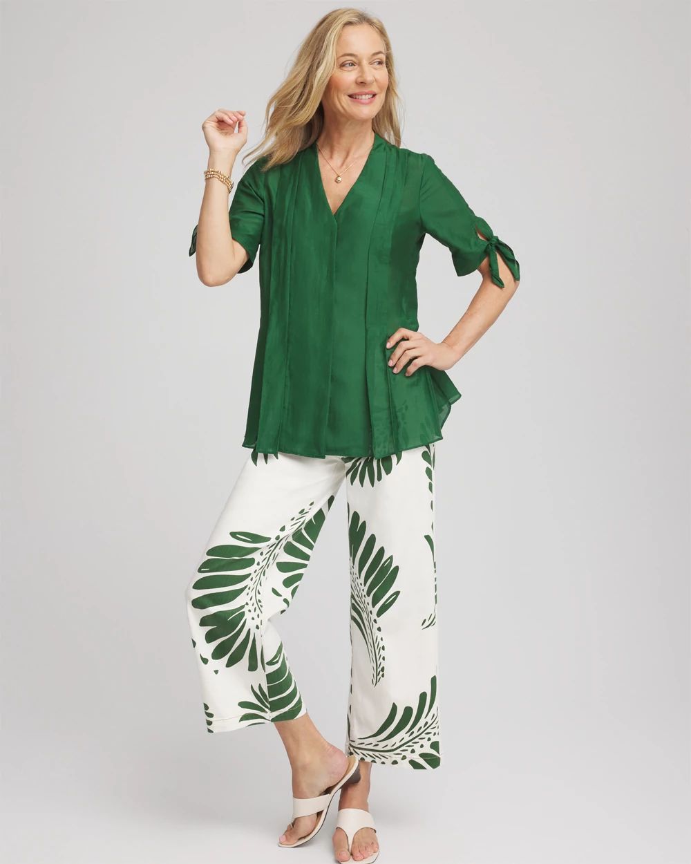 Cotton Voile & Silk Pleated Blouse