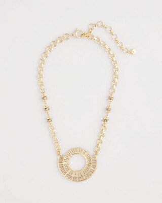 Sparkling Goldtone Circle Pendant Necklace