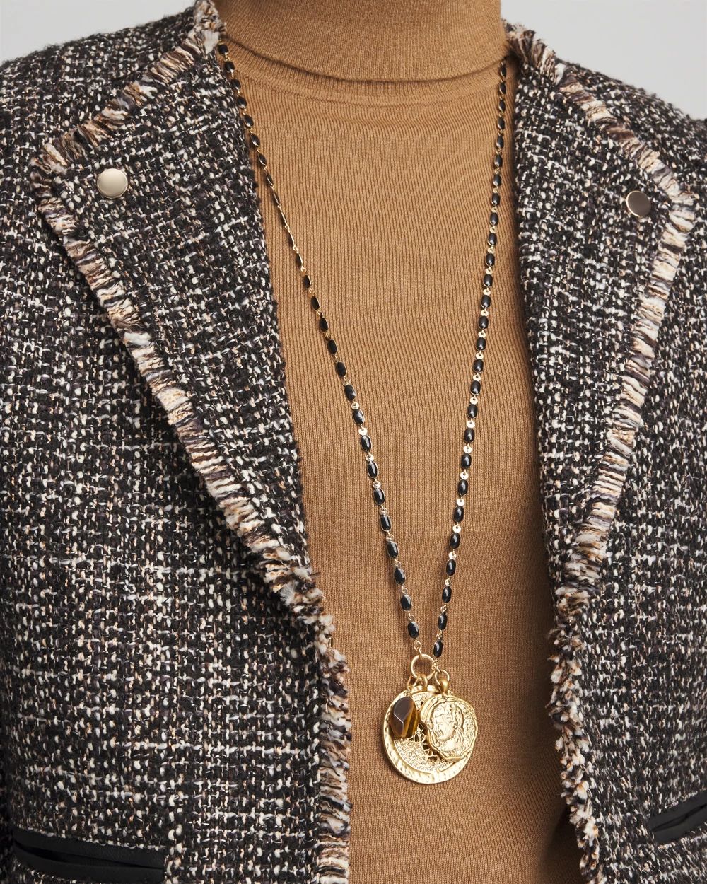 Tiger's Eye Stone Medallion Necklace