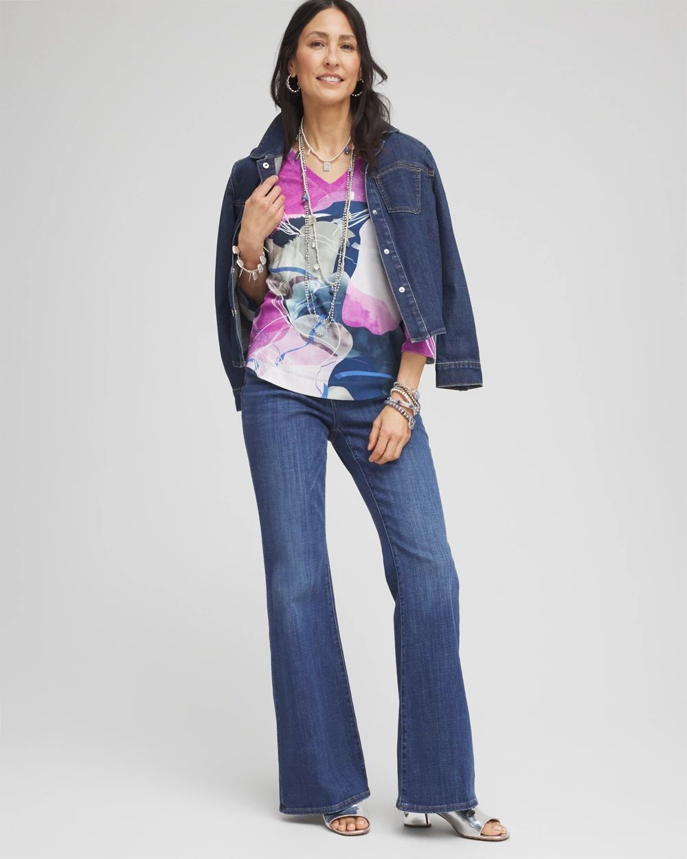 Watercolor Pima 3/4 Sleeve Everyday Tee click to view larger image.