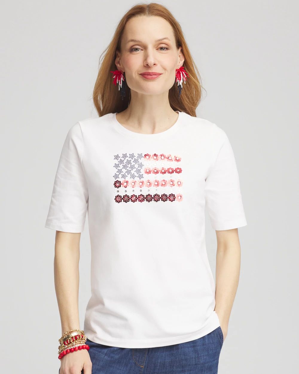 Flag Embellished Knit Tee