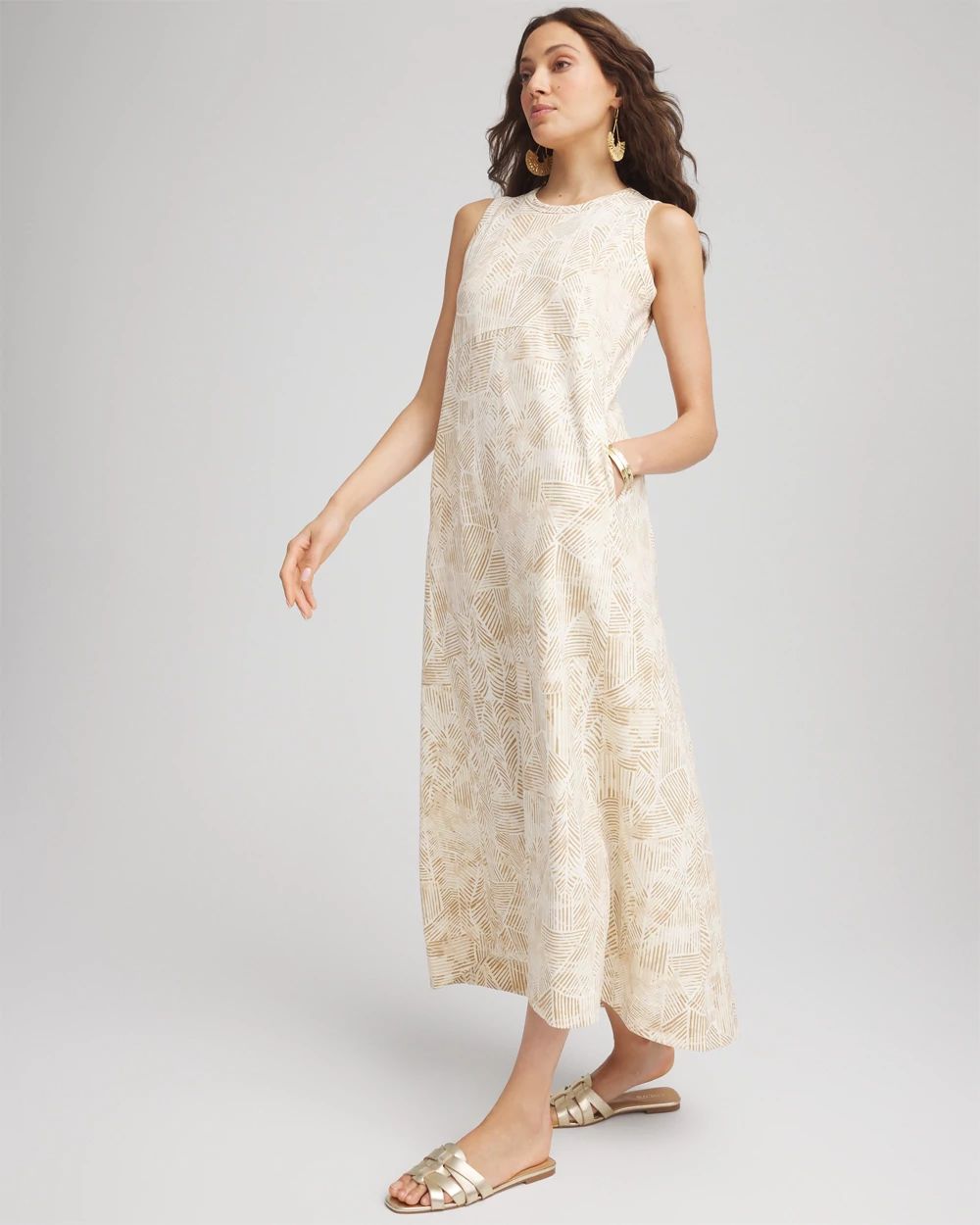 Printed Sleeveless Midi Tank Dress