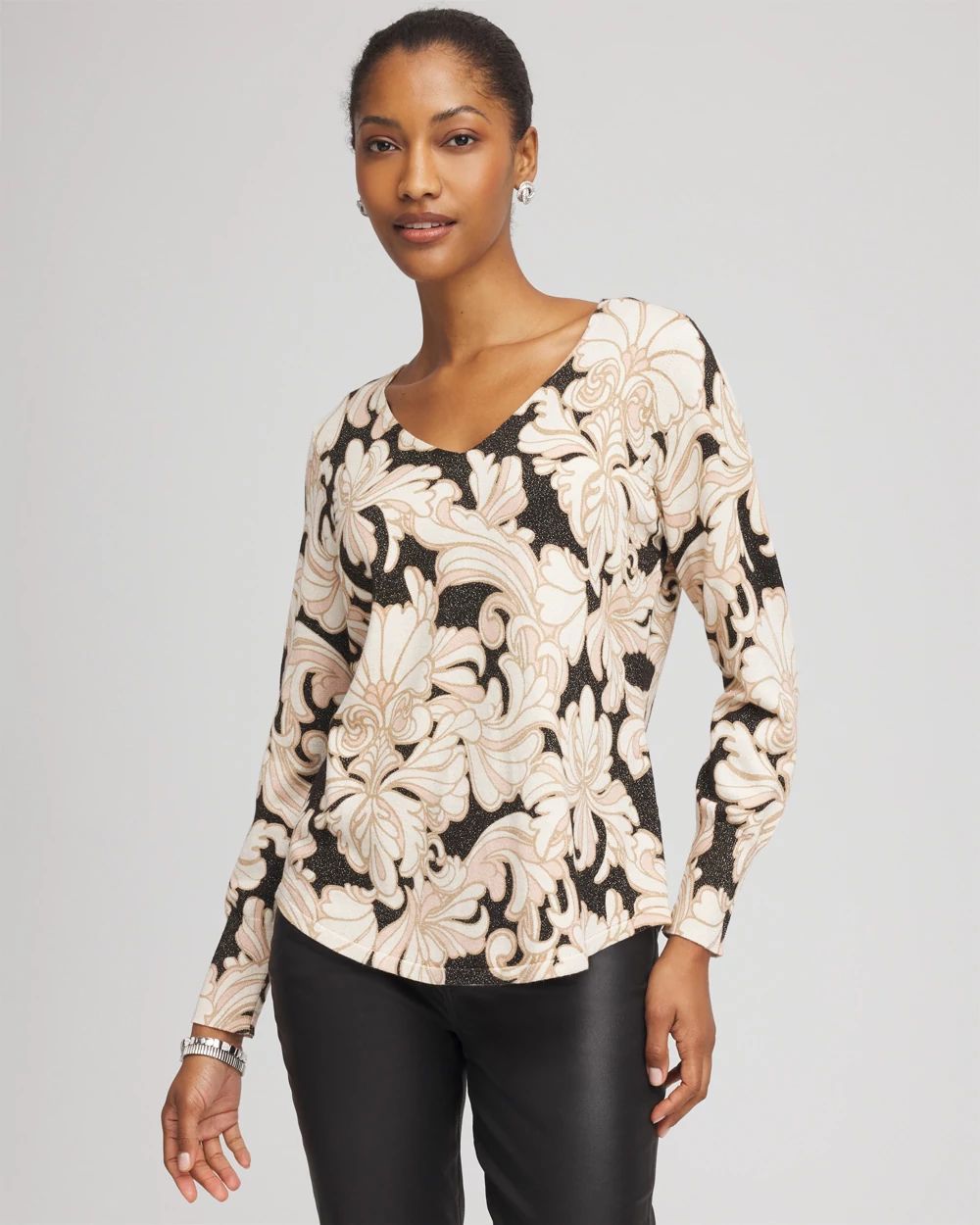 Ella Metallic V-Neck Sweater