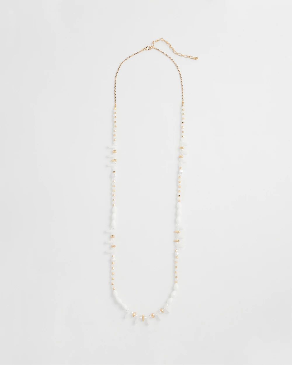 White Beaded Single Strand Necklace