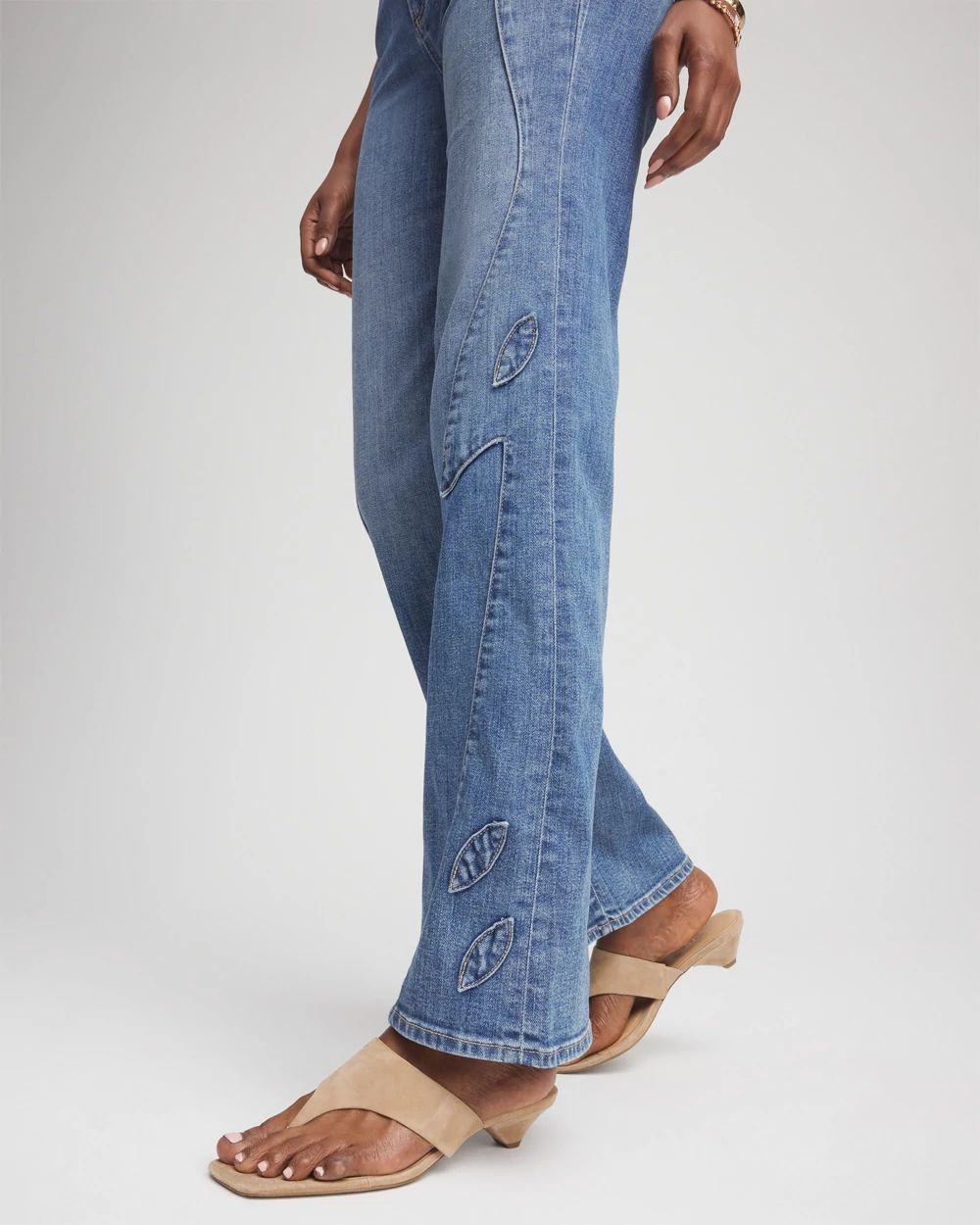 Appliqué High-Rise Wide-Leg Jeans click to view larger image.