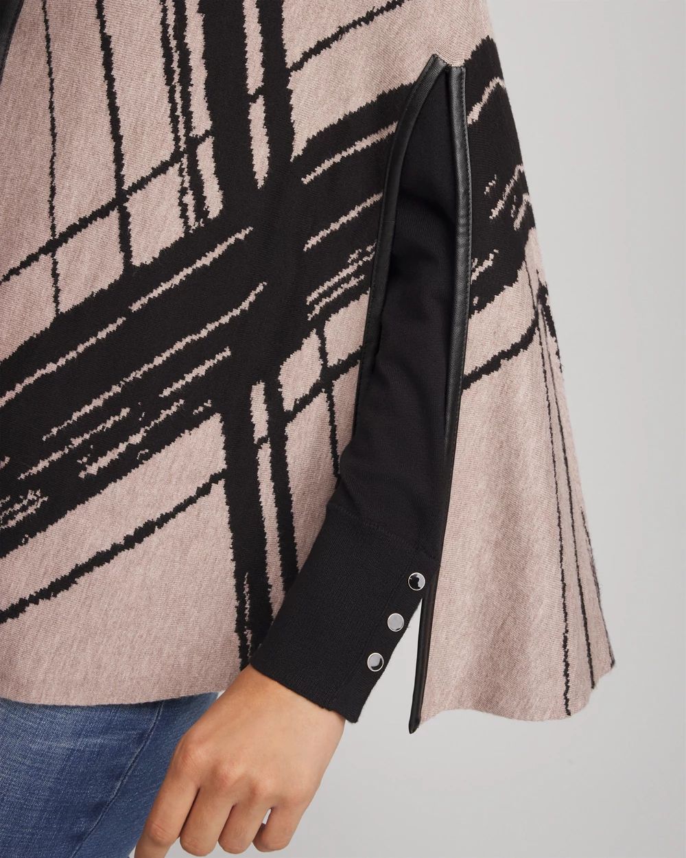 Jacquard Zip-Front Sweater Cape