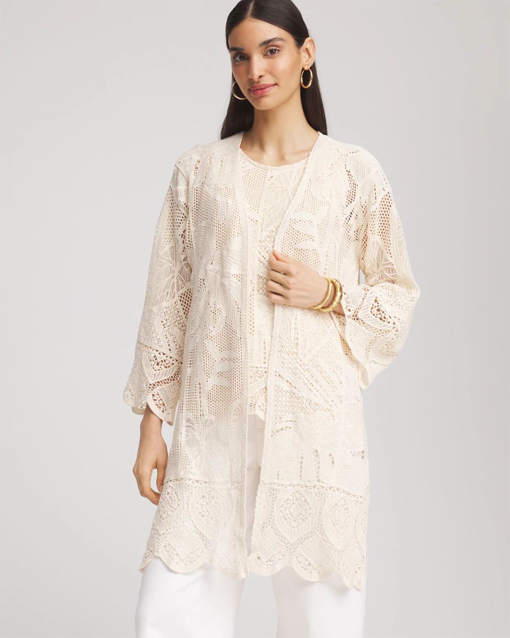 Cutwork Crochet-Lace Long Kimono