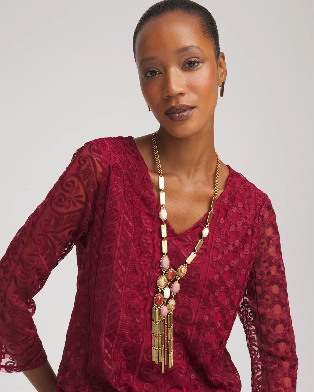 Rhodonite & Jasper Brass Statement Necklace