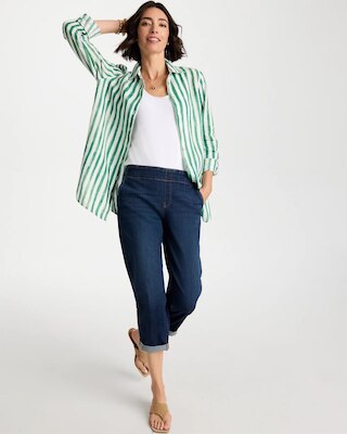 No Iron™ Striped Linen Tunic click to view larger image.