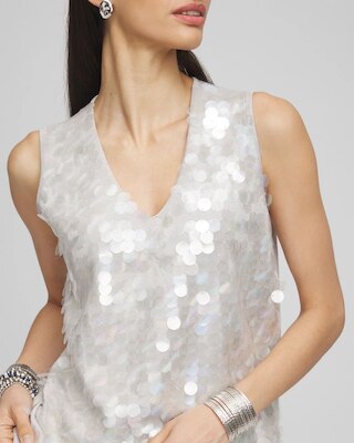 Iridescent V-Neck Sleeveless Tank Top click to view larger image.