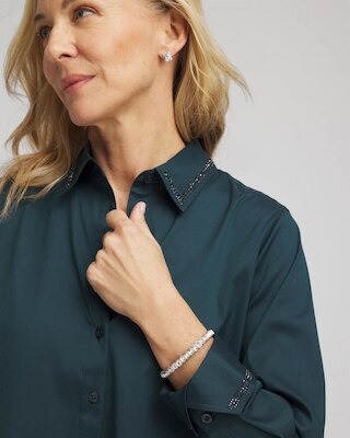 Rhinestone Embellished Poplin Tunic click to view larger image.