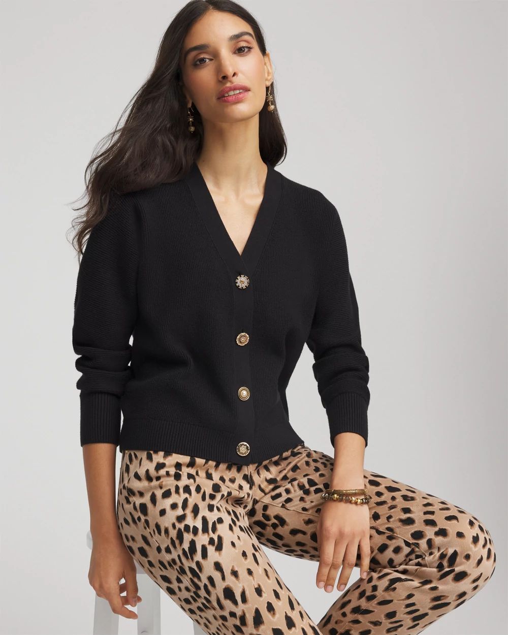 Relaxed-Fit Button-Front Cardigan click to view larger image.