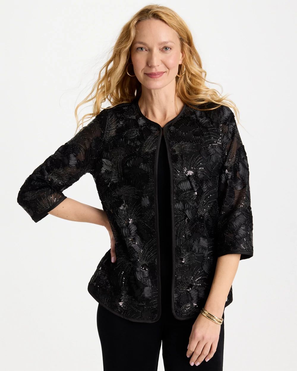 Travelers™ Collection Sequin Mesh Soutache Jacket