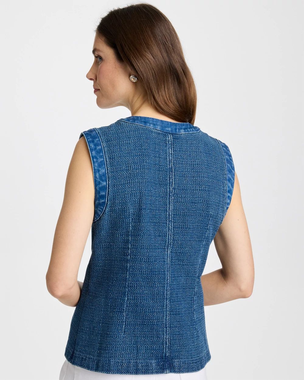 Tweed Mixed Denim Vest click to view larger image.