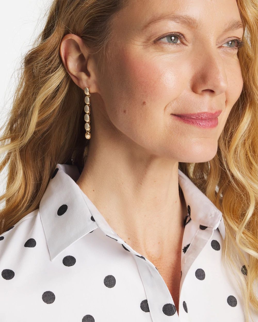 Gold Linear Bead Earrings click to view larger image.