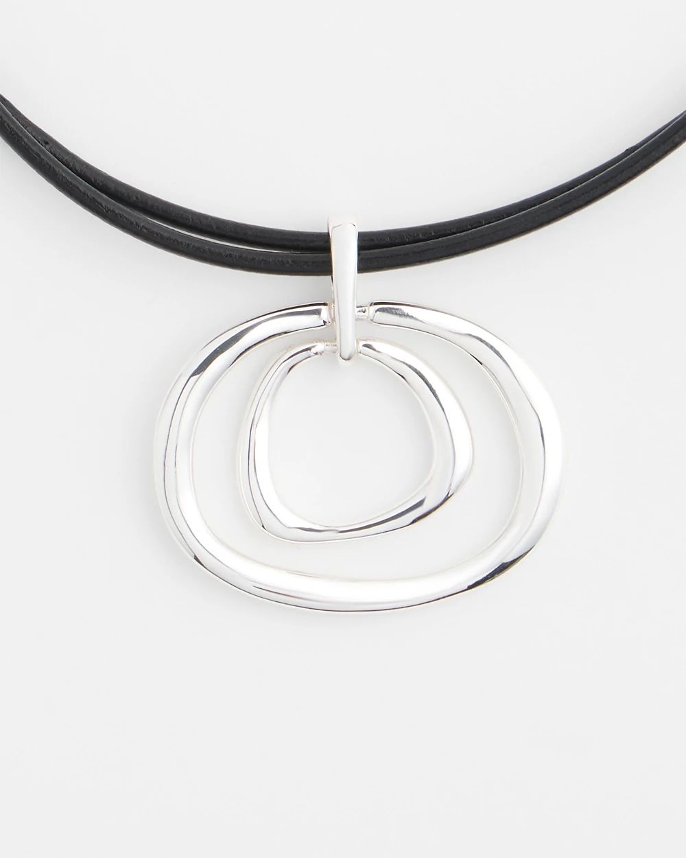 Silver Tone Rings Pendant Necklace