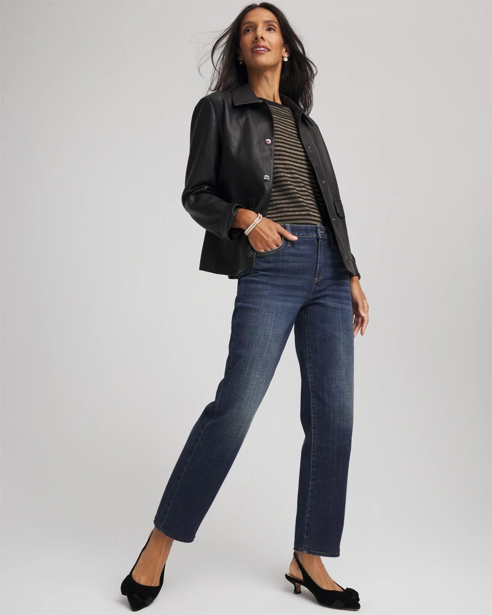 Girlfriend Straight Ankle Jeans click to view larger image.