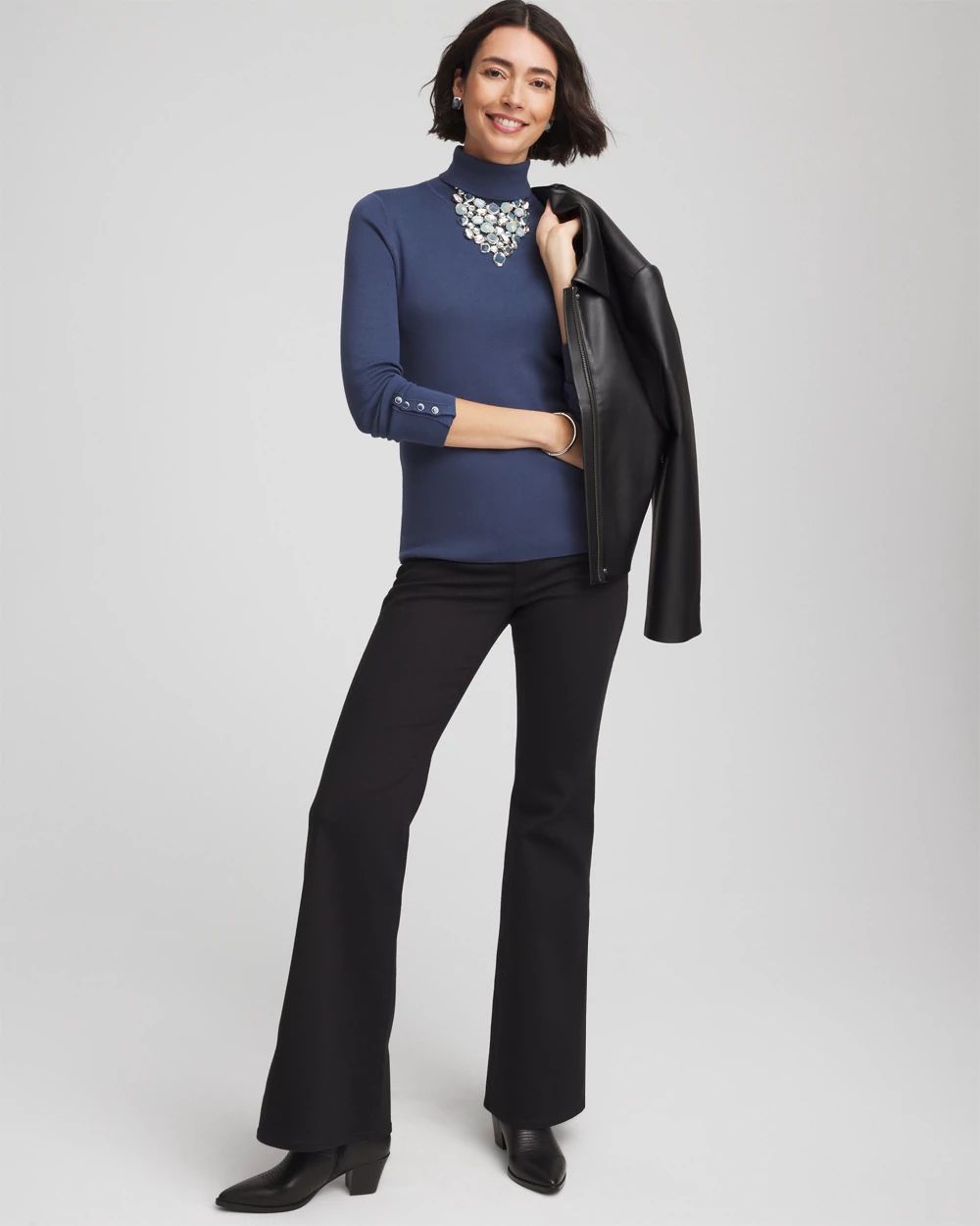 Ella Button Cuff Turtleneck Sweater