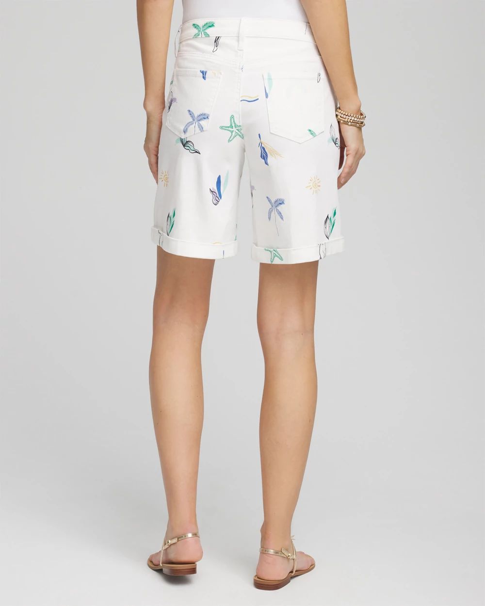 Girlfriend Cuffed Swing Denim Shorts click to view larger image.