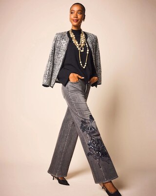 Printed High-Rise Wide-Leg Jean click to view larger image.