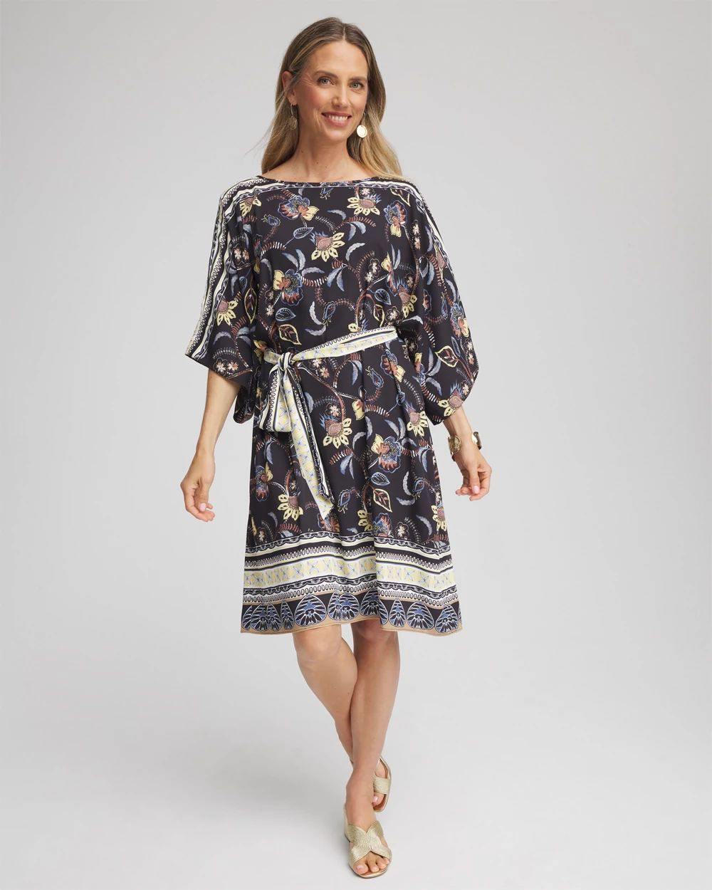 Georgette Boatneck Kaftan Dress