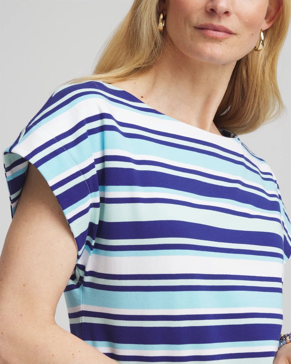 Stripe Modern Cap Sleeve Tee