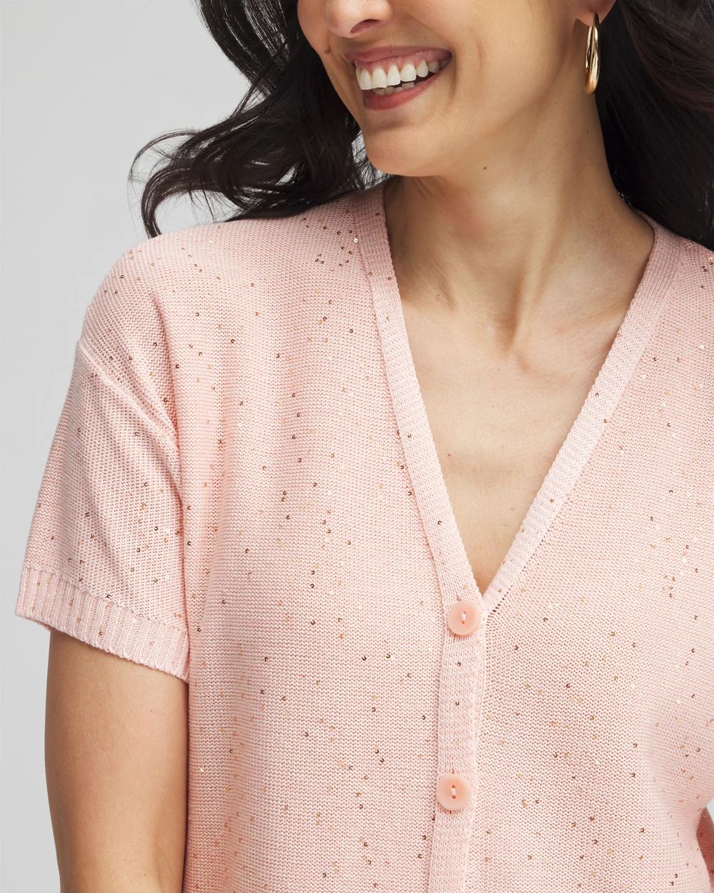 Sequin Short-Sleeved Cardigan click to view larger image.