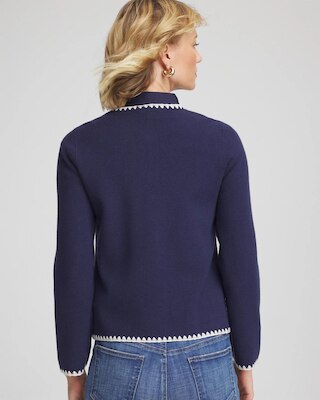 Blanket Stitch Crewneck Cardigan click to view larger image.