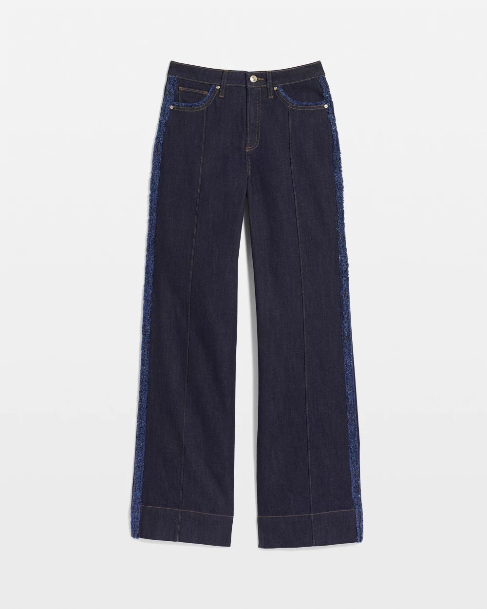 Frayed High-Rise Wide-Leg Jeans click to view larger image.