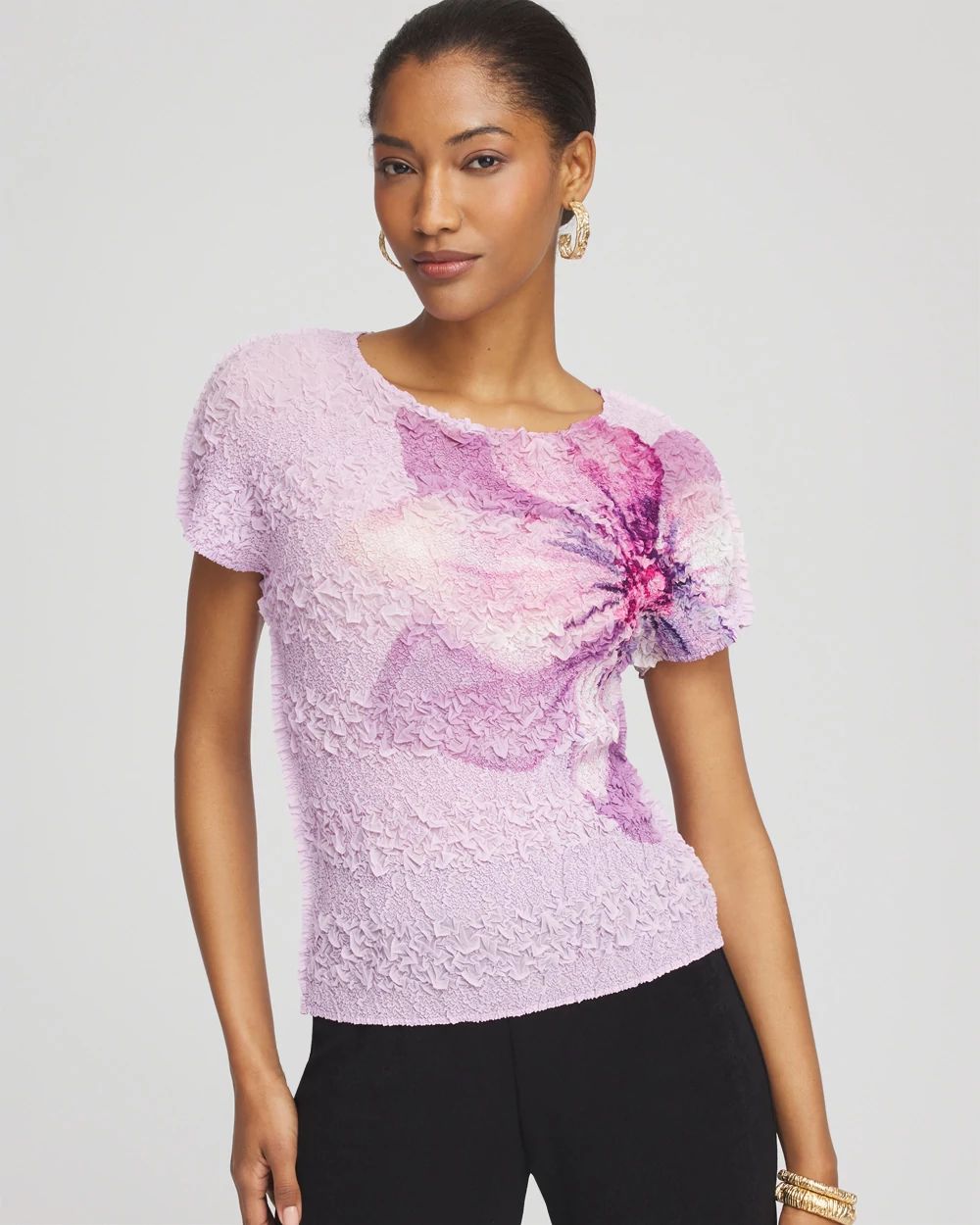 Travelers™ Collection Tropical-Floral Textured Top