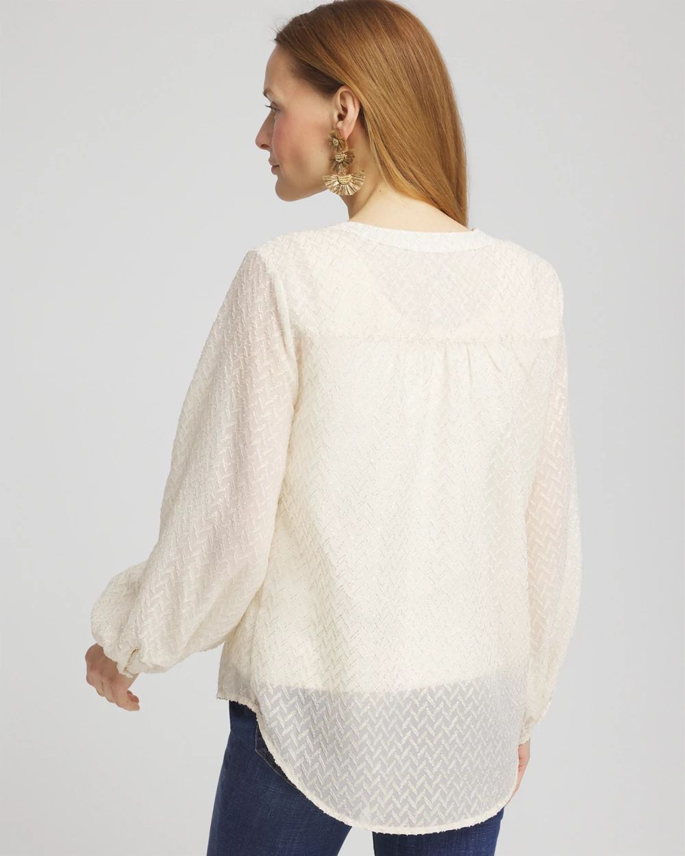 Chevron Blouson Sleeve Blouse